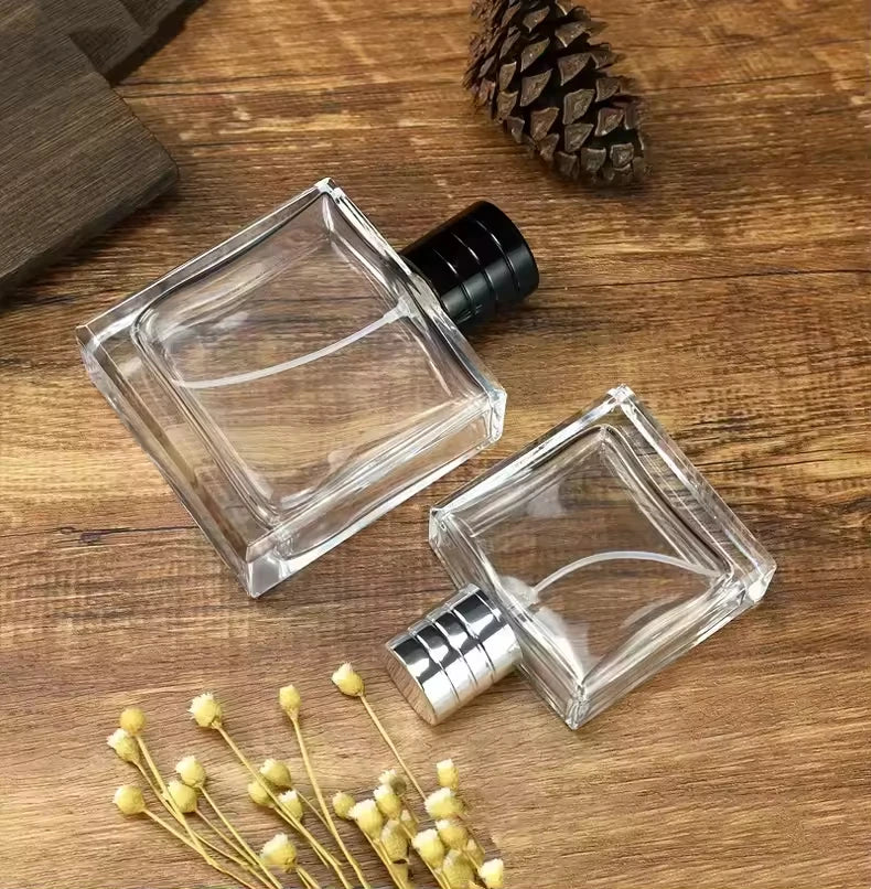 Hot Sales 50ml 100ml Clear  Thick Empty Bottle Easy Crimp Neck Perfume Bottle With Aluminum Cap