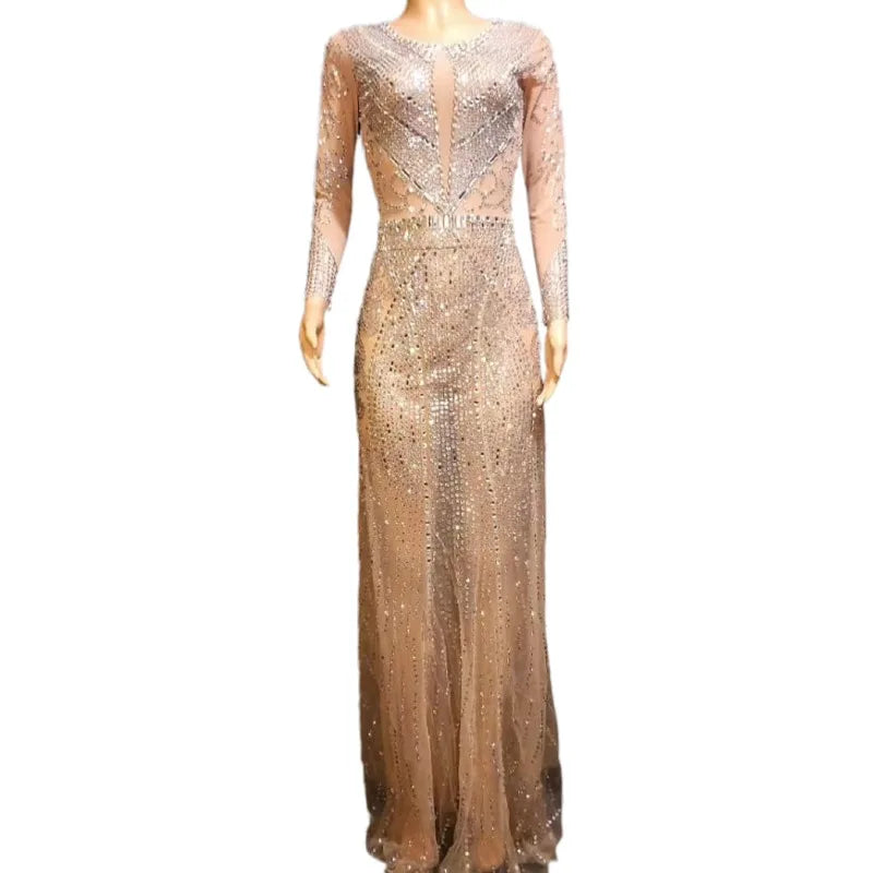 Luxury See Through Sequin Crystal Mermaid Wedding Party Dress Ladies Floor Length Evening Gown Women Prom Dresses Plus Size