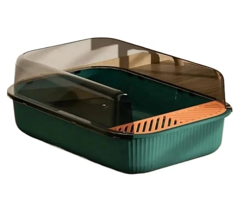 New Arrival Large Capacity Semi-Enclosed Cat Toilet Splash-Proof Two-Color Cat Litter Box No Odor High Sided Kitten Litter Pan