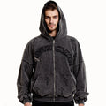 Oversized Heavyweight Distressed Patch Embroidery Full Face Zipper up Hoodies for Men