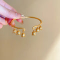 Chinese Bell Orchid Flower Gold Bracelet for Women Gold Plated Kunming Flowers Charm Cuff Bangles Wristband Luxury Jewelry
