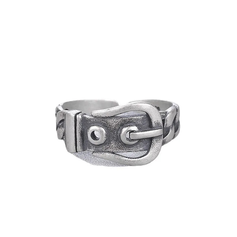 Fashion Original Design Vintage Sterling Silver Personality Belt Hip Hop Hipster Ring