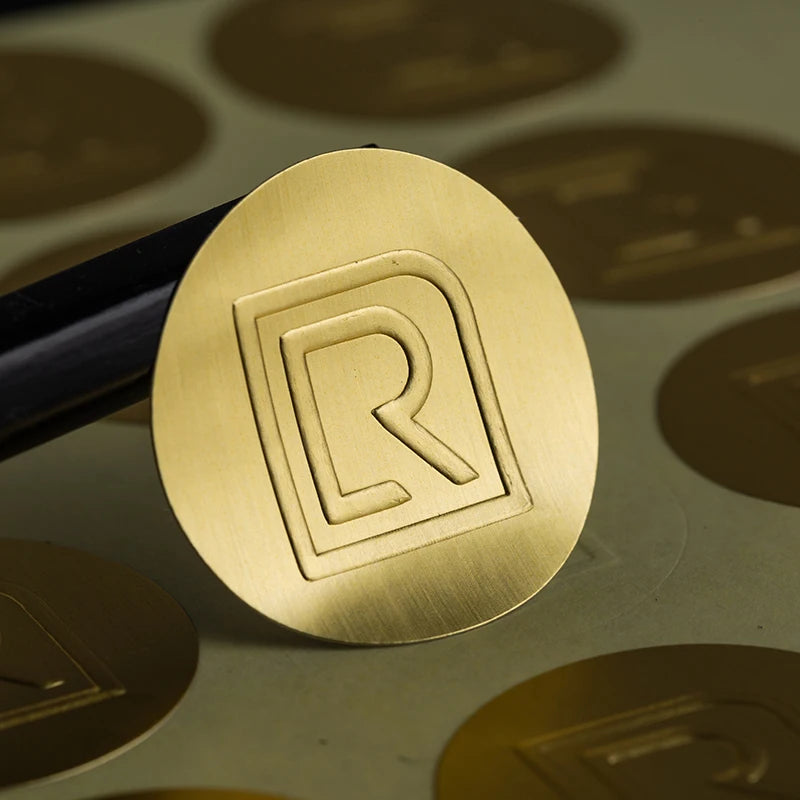 Custom logo Stickers  the Special Texture Paper Embossed logo Labels for Decorating and Packaging