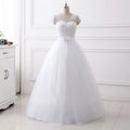 2021 Hot Sale  Simple Pure White Lace Tulle Cap Sleeve Wedding Dresses Bride Dress Plus Size Maxi Formal Size 2-26W