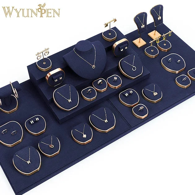 WYP Customized Jewelry Organizer Tray Velvet&microfiber&leather Jewelry Bust Display Stand Set