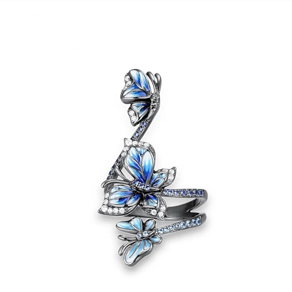 Trendy Fashion Brass Alloy Triple butterfly Ring Womarn Finger Rings