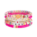 Adjustable Woven Bracelets for Girls Trendy Initial Letter Summer Beach Colorful Clay Bead Pulseras Fashion Jewelry Boho