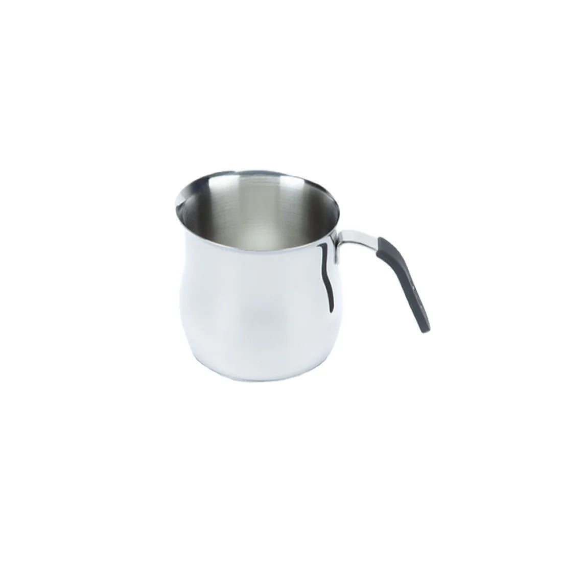 2025 Kitchen Stainless Steel AISI 304 18/10 Milk Jug Set 4 Cups Serving Induction Compatible 3 Ply Base Silicone Covered Handle