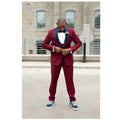 Autumn One Button Burgundy Men Suits 2 Pieces Shawl Lapel Business Suit Formal Groom Costume Homme Man Tuxedo Jacket+Vest+Pant