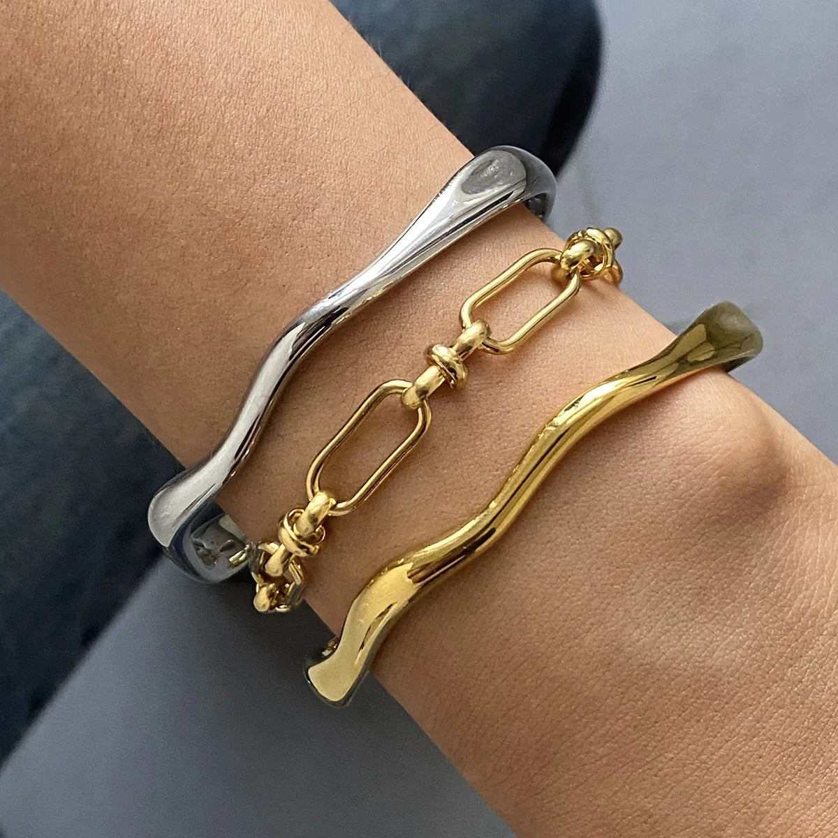Fashion Luxury Stainless Steel Chain Bracelet Bangle High Quality Classic 18k Gold Cuff Bracelet for Women