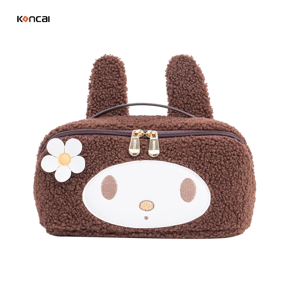 KONCAI Small Teddy Makeup Bag Fabric Toiletries Case Cheap Beauty Terry Cloth Makeup Bag Pink Terry Towel Cosmetic Pouch