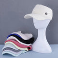 Custom Knitted Empty Top Hat Female Angora Wool Cap Ear protection Visor Cap With Metal Label