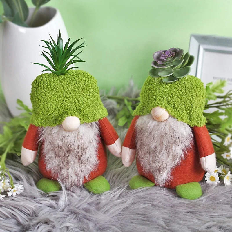 Cross-border Christmas Decoration Rudolph Dwarf Figure Green Simulation Goblin Fleshy Gnome