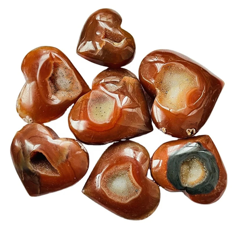Natural Crystals Healing Stone Crystal Geode Druzy Love Heart Carnelian Hearts for Home Decoration