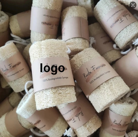 Custom Sleeve Eco Friendly Natural Loofah & Loofa & Luffa Sponge for Cleaning Kitchen Exfoliating Bath Body