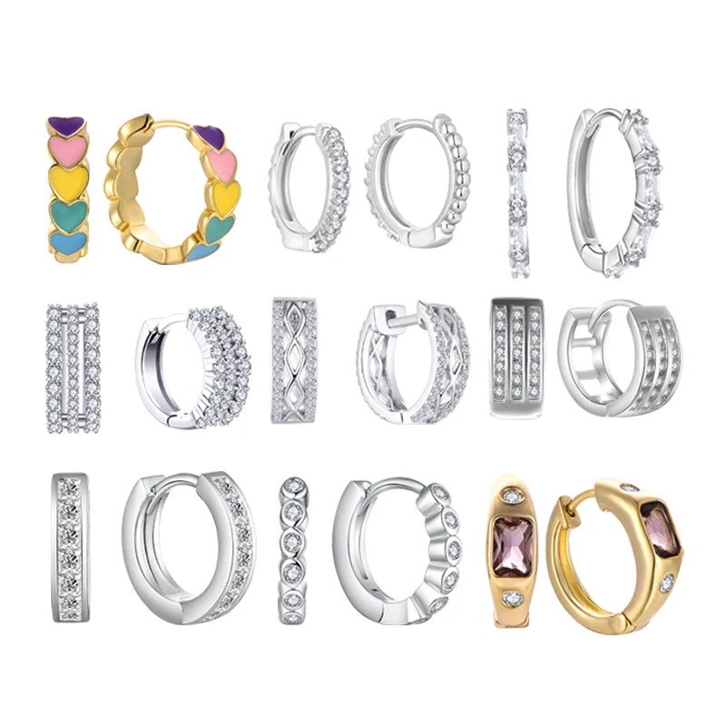 Wholesale Jewelry Fashion Cubic Zirconia Earrings Rhodium Plating for Women Hoop Earrings