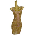 Gold Sleeveless Rhinestone Short Cocktail Prom Dress Plus Size Mini Evening Gowns Ladies Bodycon Party Celebration Club Dress