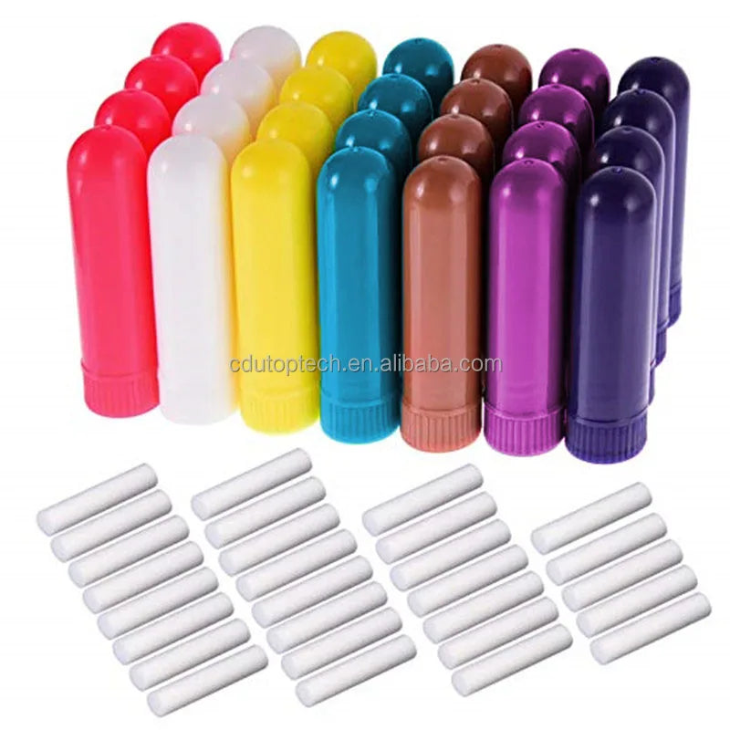 Perfume Essential Oils Aromatherapy Plastic Nose Inhaler Tube Blank Plastic Nasal Inhalers With 8*51MM Refill Cotton Wicks