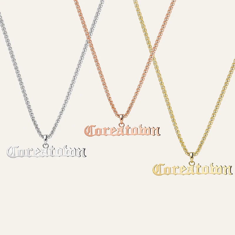 Punk Gothic Style Letter Custom Diy Name  Necklace 925 Sterling Silver Pendant Beads Chain Necklaces Gifts Hip Hop Jewelry