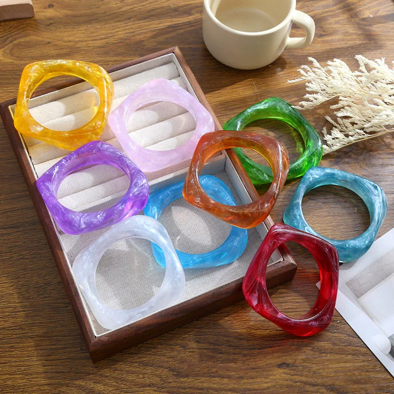 Colorful Pearl Resin Bracelet square Multi-color Bracelet Semi Transparent Bracelet for Jewelry Shop N26814 MegaBDM
