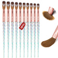 10PCS JZG Brand Aluminum Ferrule Nail Brush Set with Crystal Texture for Beauty Salon and Beginners Customizable Color & Logo