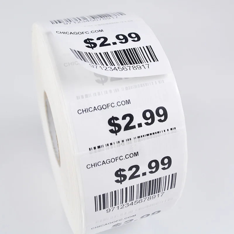 Custom Clothing Goods Price Stickers Label White Transparent Background Price Tags Roll for Selling
