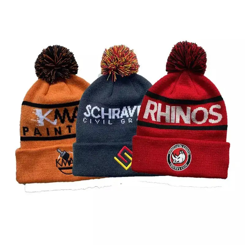 Unisex 100% Acrylic Custom Warm Ribbed Embroidered Logo Knitted Ski Winter Beanie Hat
