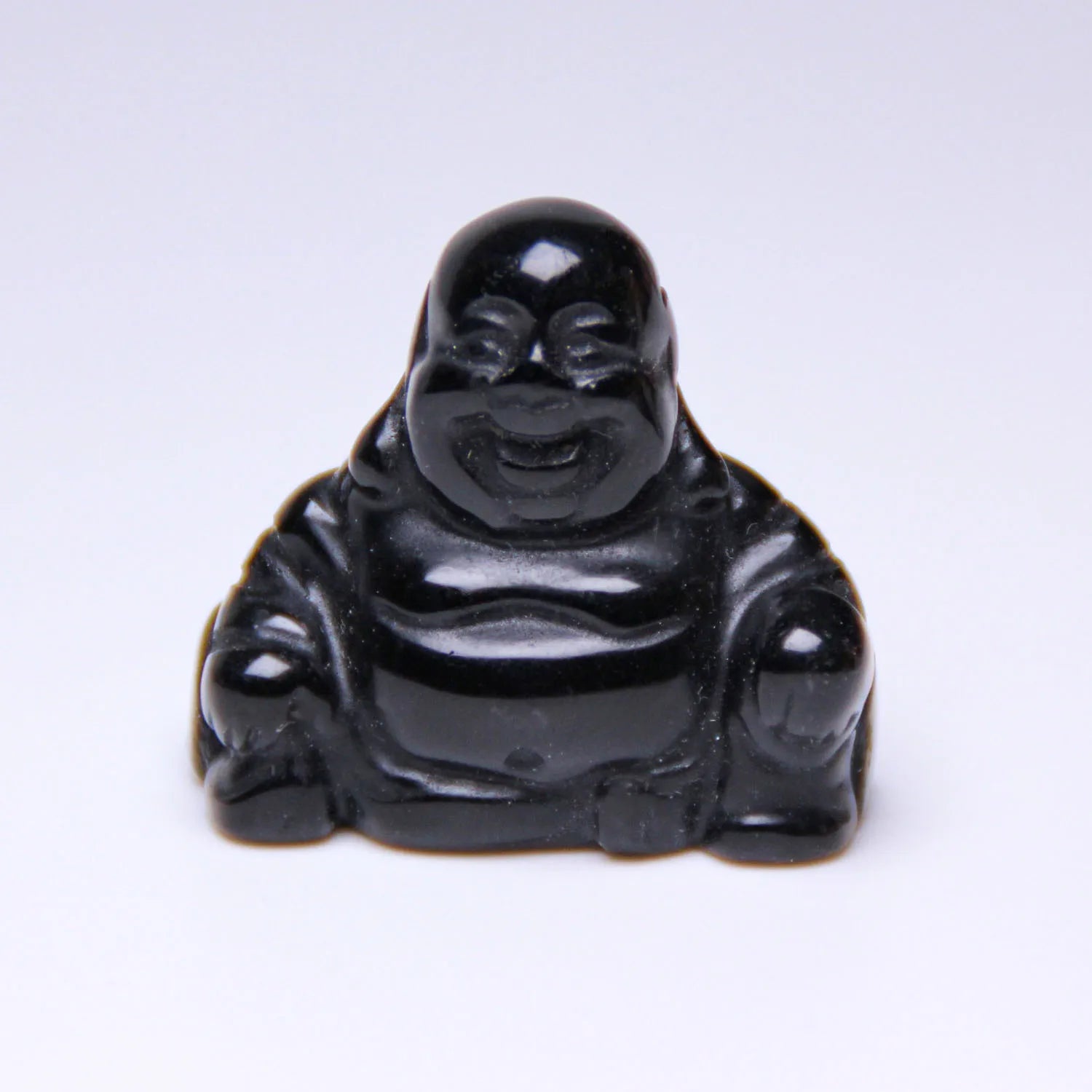 Hongzhuo Natural Crystal Quartz Healing Carvings: Black Obsidian Healing Buddha Carving for Sale Crafts