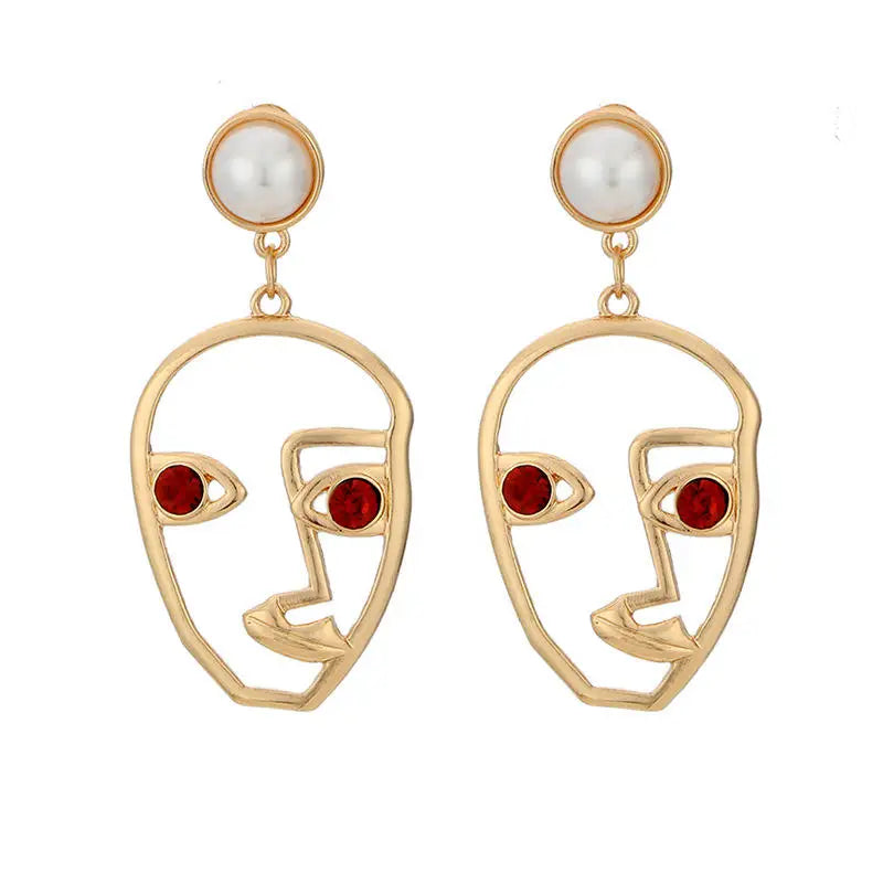 Human Face Earrings Unique Abstract Art Dangle Stud Earring Fashion Geometric Drop Hoops Studs Earrings