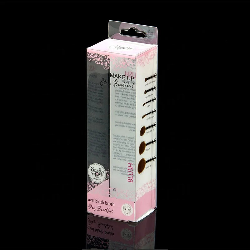 Factory Custom Clear  Acetate PET Packaging Boxes Beauty Makeup Brush Set Packaging Box with Colors Print