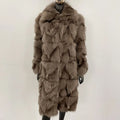 OFTBUY 2025 Women's Casual Winter Jacket Thick Real Fox Fur Turn-Down Collar Outerwear Warm Long Coat Natural Woven Fabric