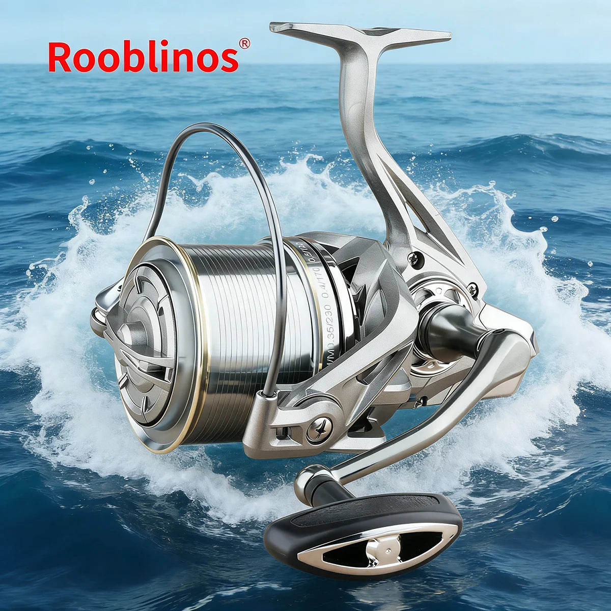 [Germany Stock] Rooblinos NGK Left-Hand Spinning Reel 4.8:1 Gear Ratio Plastic Body Aluminum Frame Surf & Ocean Use Fishing Reel