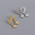 Fashion Starburst Pendant 18k Gold Zircons Diamond 925 Sterling Silver Anise Star Drop Earrings Women