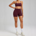 Women's 2-Piece Workout Sets Breathable Lightweight Bra & High Waist Shorts with Pockets for Yoga & Gym Fitness Outfits