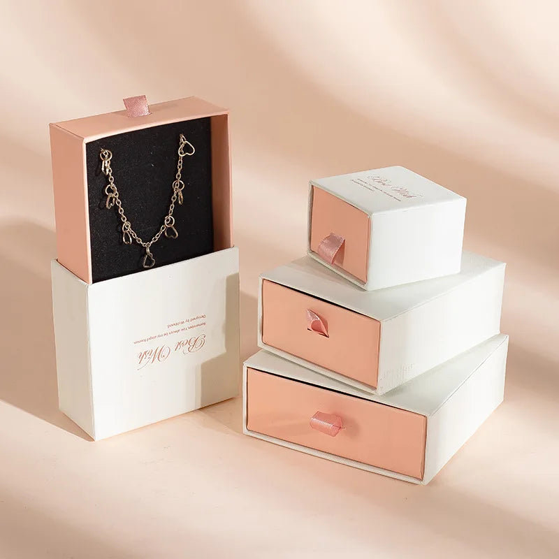 High Quality Paper Drawer Jewelry Box Custom Logo for Necklace Ring Earrings Jewelry Packaging Gift Boxes for Jewellery