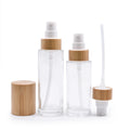 Factory Direct Sale Empty Cosmetic 50ml 100ml 120ml Frosted Glass Pump Lotion Bottle Bamboo Lid