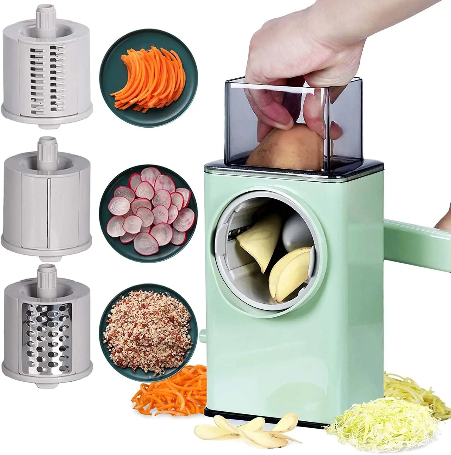 3 in 1 Stainless Steel Garlic Shredder Panel Vegetable Cutter Kitchen Accessories Grater Vegetable Chopper Round Cutter Potato