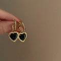 HOVANCI Daily Wearing Fashion Earring Gold Plated Heart Shape Transparent Bamboo Drop Hoop Stud Earring