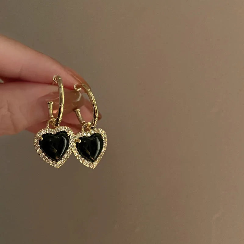 HOVANCI Daily Wearing Fashion Earring Gold Plated Heart Shape Transparent Bamboo Drop Hoop Stud Earring