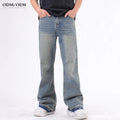 Custom Logo Men Fashion Denim Jeans Wash Style Straight Wide Leg Plus Size Men Baggy Custom Jeans Pants for Men