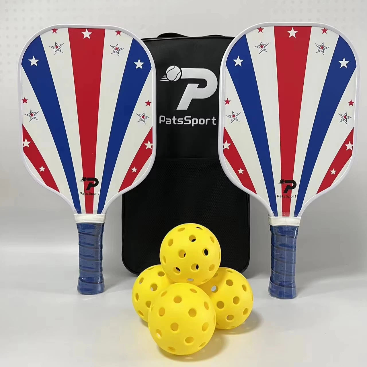 Wholesale USAPA Standard Premium Fiberglass Pickleball Paddle Sets Includes 2 Paddles 4 Balls 1 Carry Bag
