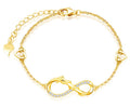 925 Sterling Silver Dragon Infinity Charm Bracelet with Heart Gold Plated for Gift or Party