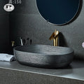 Traditional Handmade Color Glazed Rectangular Shape Ceramic Black Basin 12L Capacity Counter Mounted Eco-Friendly for Bathroom