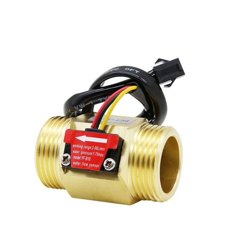 Brass 1/2" 3/4" 1" Water Flow Sensor Flowmeter with NPN Hall Turbine Switch DN15 DN20 DN25 1.75MPa DC3.5~24V Electric Power