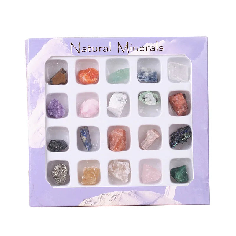 20 Mini Crystal Gemstone Chakra Stone Healing Balancing Kit with Box Collectors Crystal