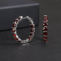 RZ0236 Abiding Custom Fine Jewelry Red Color Round Natural Garnet 925 Sterling Silver Round Huggie Vermeil Hoop Earring