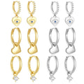 Wholesale Fashion Jewelry 925 Sterling Silver Devil Eye Heart Round Zircon Gold Plated Hoop Earrings Jewelry for Women