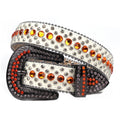 Custom Orange Bling Bling Rhinestone Belts Big Sparkle Diamond Studded Leather Belt Men Women Waist Belt