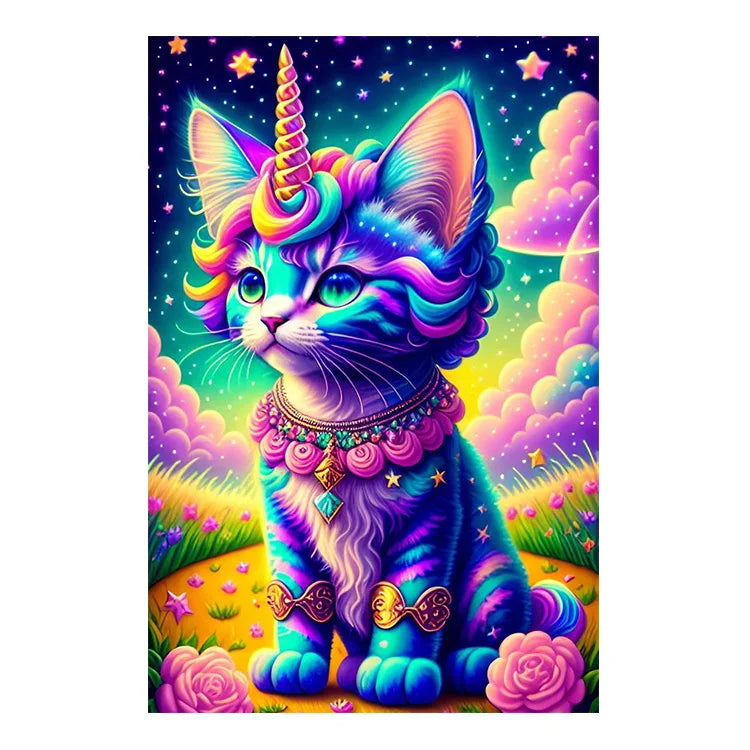 Animal Diamond Painting Colorful Cat Kitty Picture Fairy Dust Diamond Dots Painting Drop Shipping Wholesale ASF2805