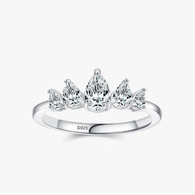 Ailmay 925 Sterling Silver Elegant Water Drop Shape CZ Finger Ring for Women Luxury Wedding Engagement Statement Fine Jewelry